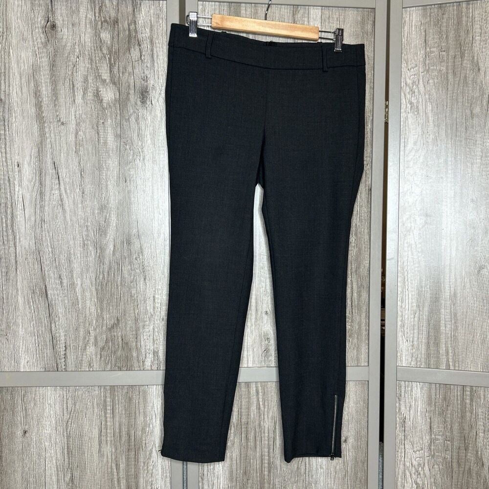 J Crew Collection Wool Pants Size 4 Ankle Zippers Slim Fit Charcoal Gray